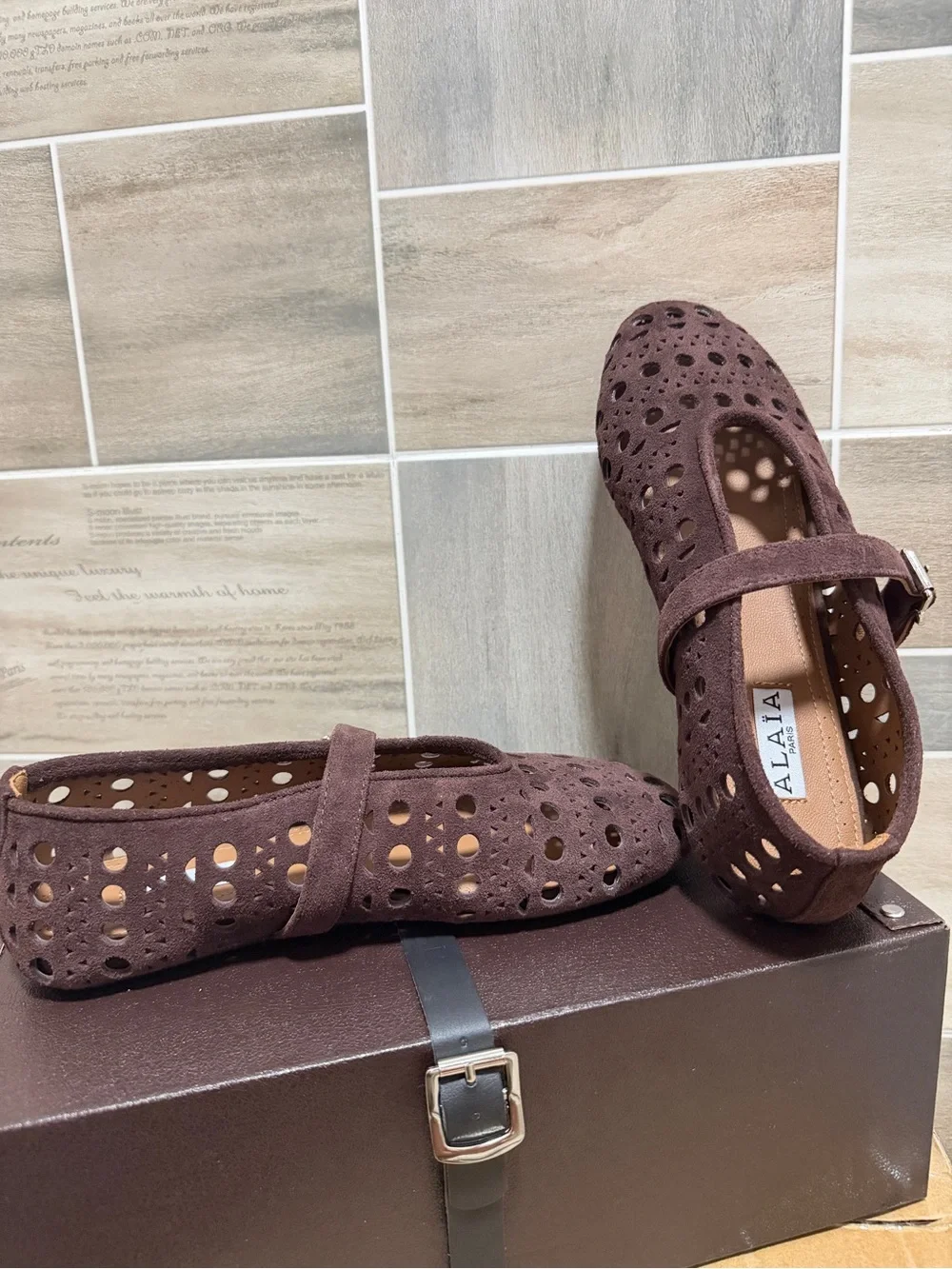 Kids Brown Suede Mary Jane Shoes with Perforated Detail